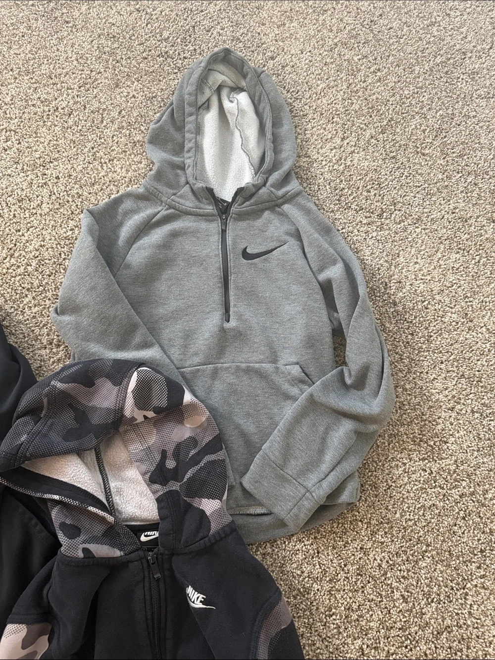 Nike Kids Black & Gray Camo Zip Hoodie